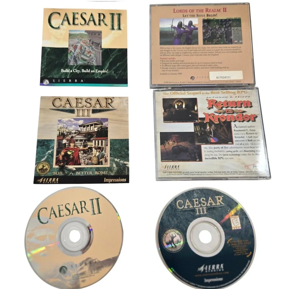 Caesar II III‎ PC Game Lot Sierra Vintage 1995 1998 Windows 95 Retro Strategy